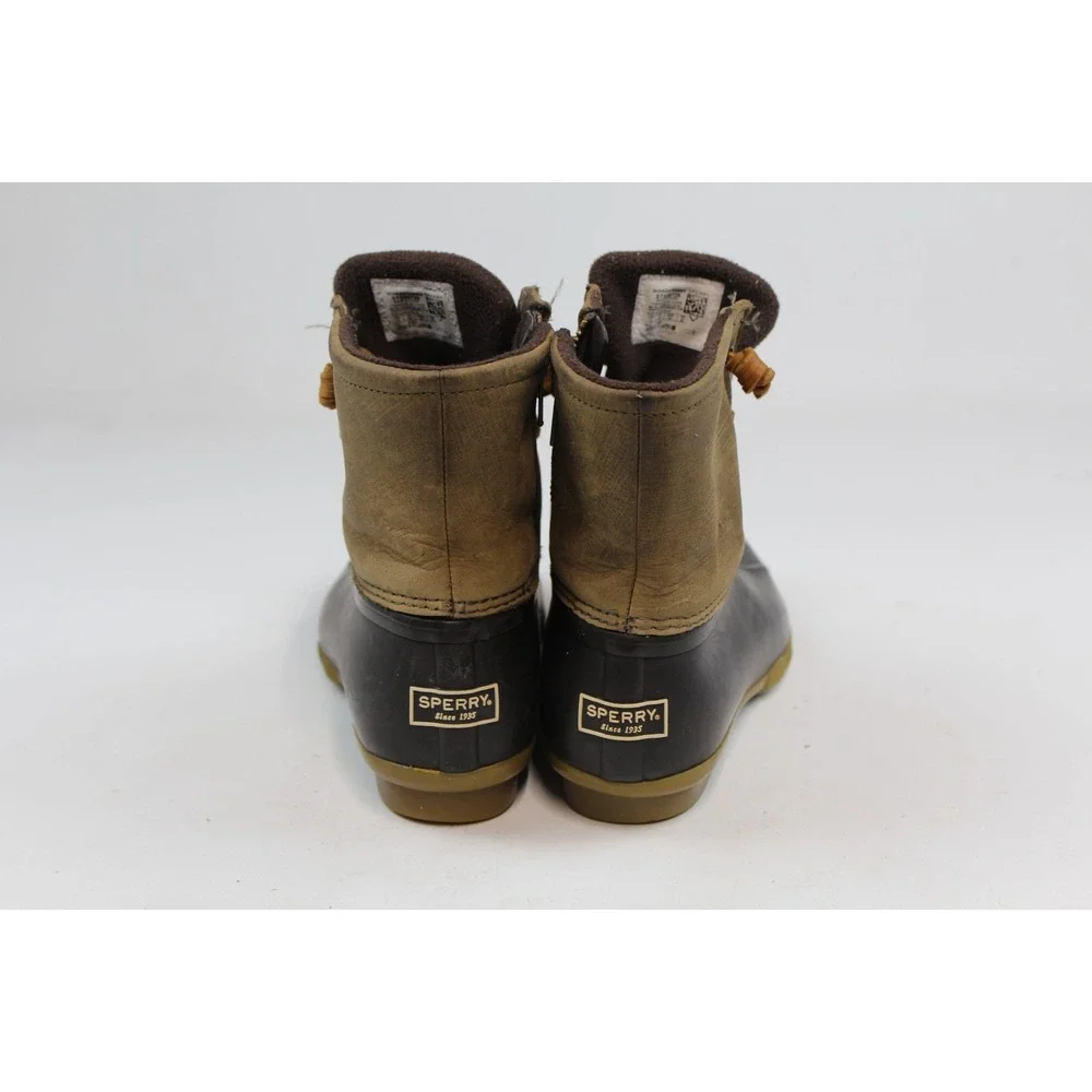 Sperry Saltwater Waterproof Duck Boots Brown Olive Green STS99729 Womens 8 M